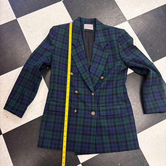Vintage USA Pendleton Petite Black Watch Tartan Wool Blazer Pants Suit Set 26" - Picture 5 of 16
